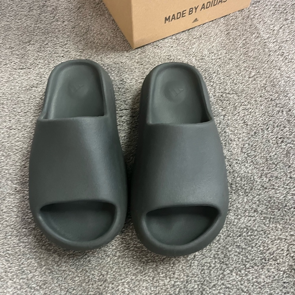 Worn a couple of times.  Very comfortable Yeezy slides